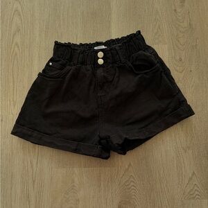Black High-Waist Denim Shorts